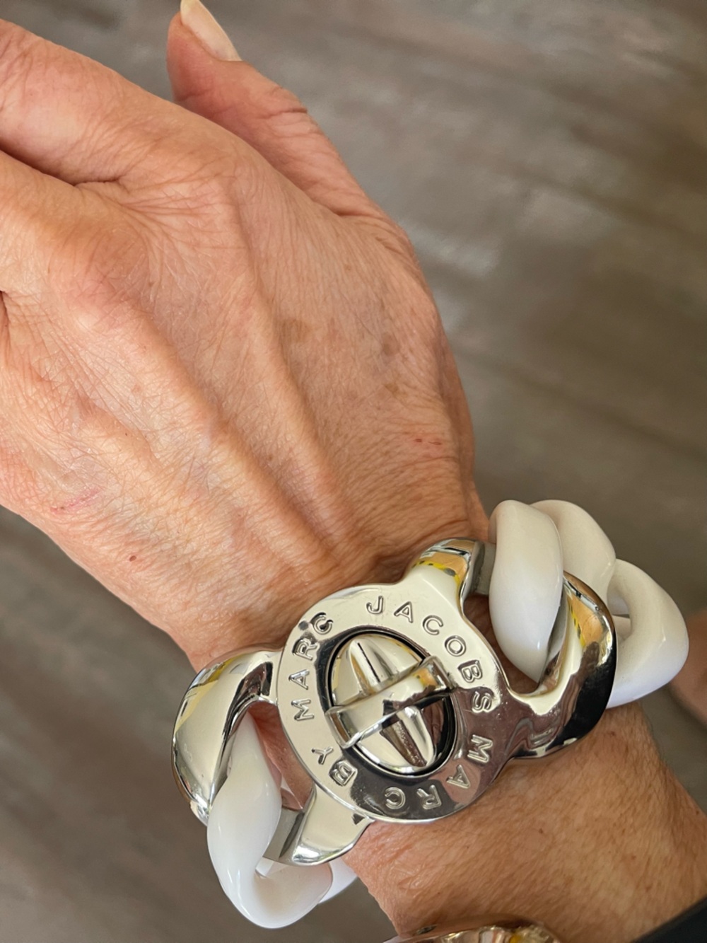 Marc Jacobs White and Silver Chain Bracelet